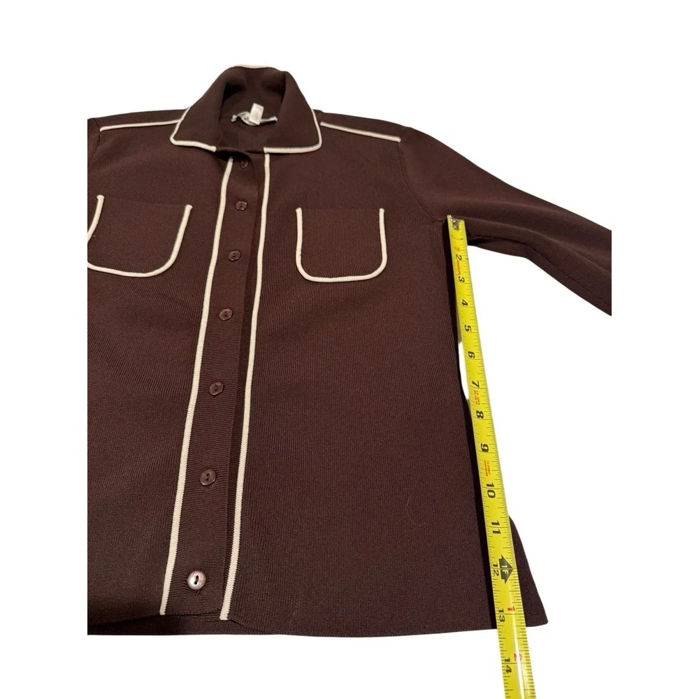 Vertigo Paris Brown Cream Knit Cardigan Skirt Set Women's S Vintage Style‎